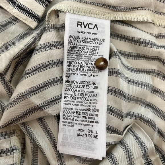 RVCA Sunday Collection Take It Easy Striped Button Up Shirt Blouse - Picture 11 of 12